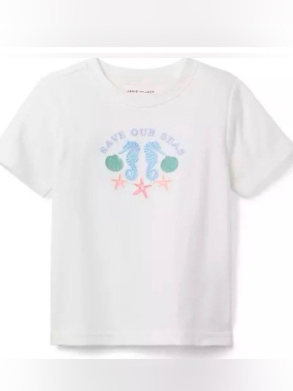 White "Save Our Seas" Graphic NWTs Short Sleeve T-shirt Size 6